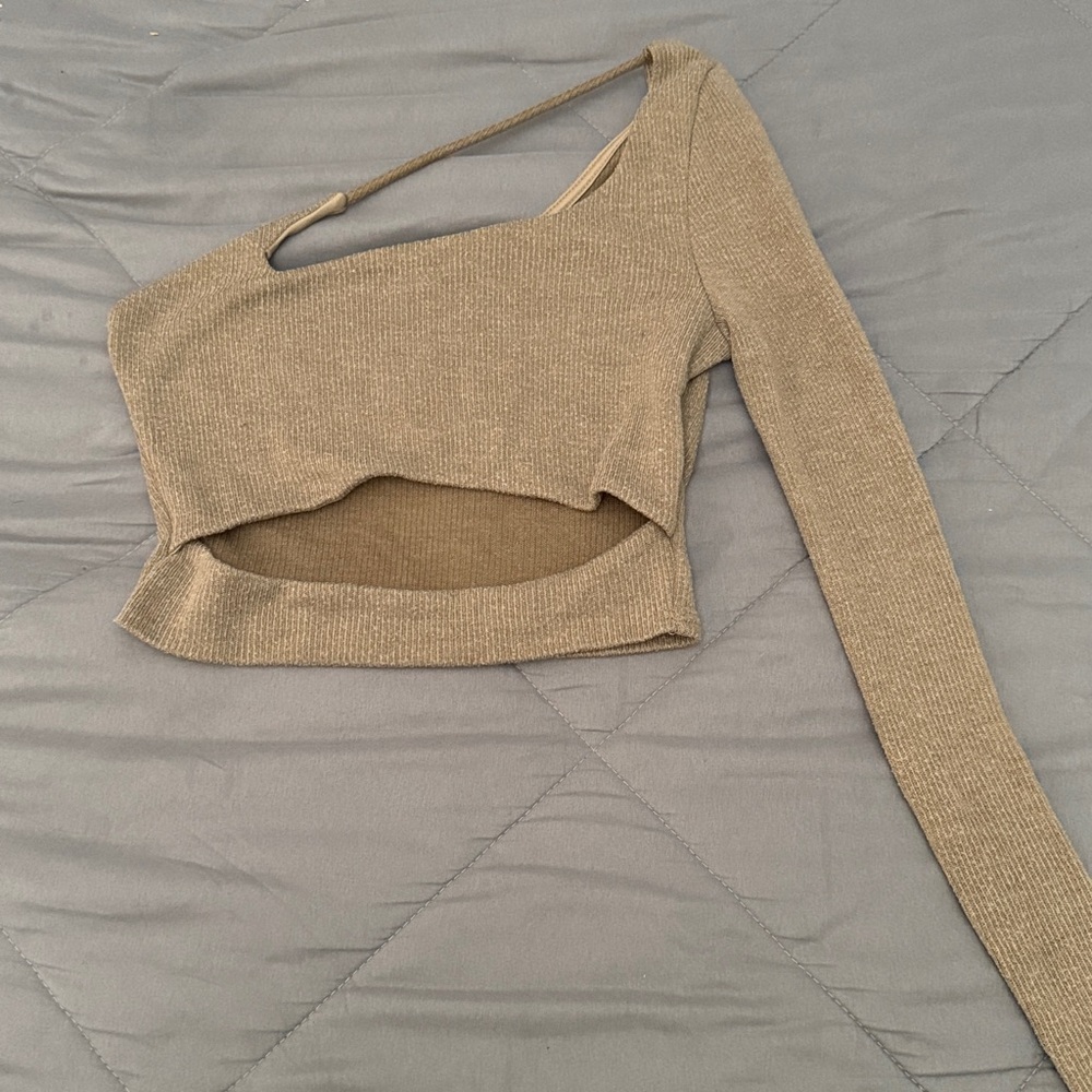 Asymmetrical Tan Knit Sweater